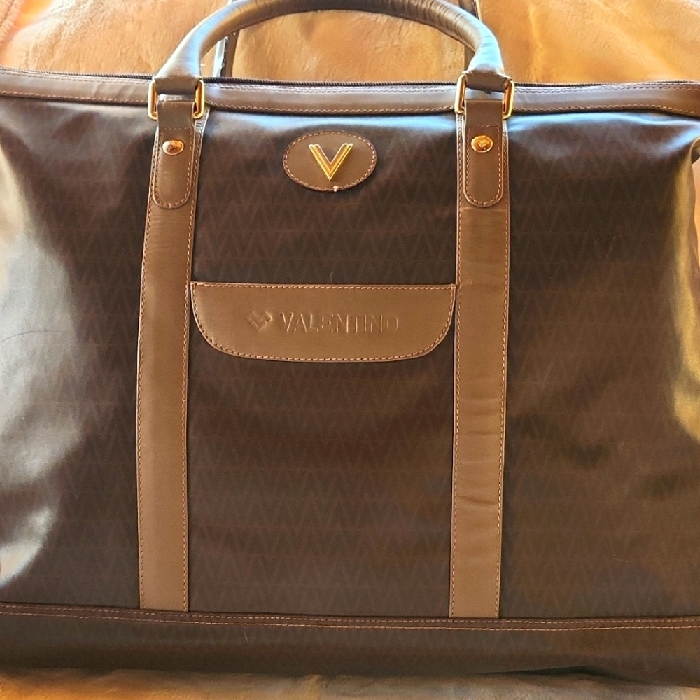 Valentino (MARIO) Brown Duffel Bag with‎ Structured Design